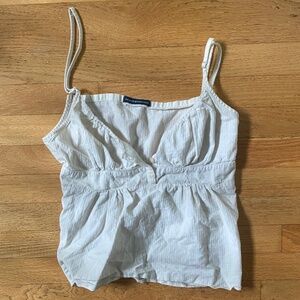 BRANDY MELVILLE LINEN WHITE TANK ONE SIZE